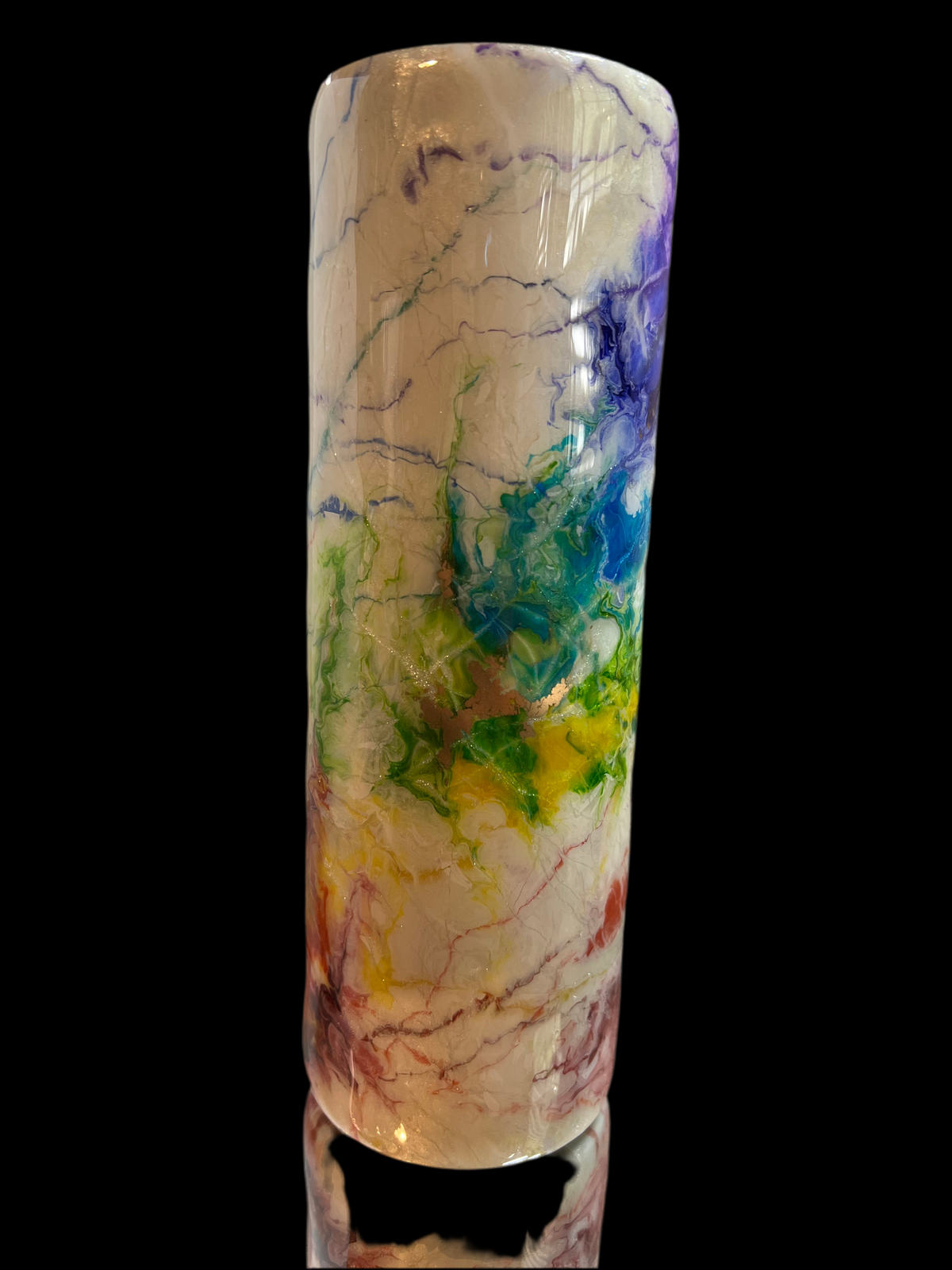 #168 30oz Skinny Tumbler Rainbow Marble