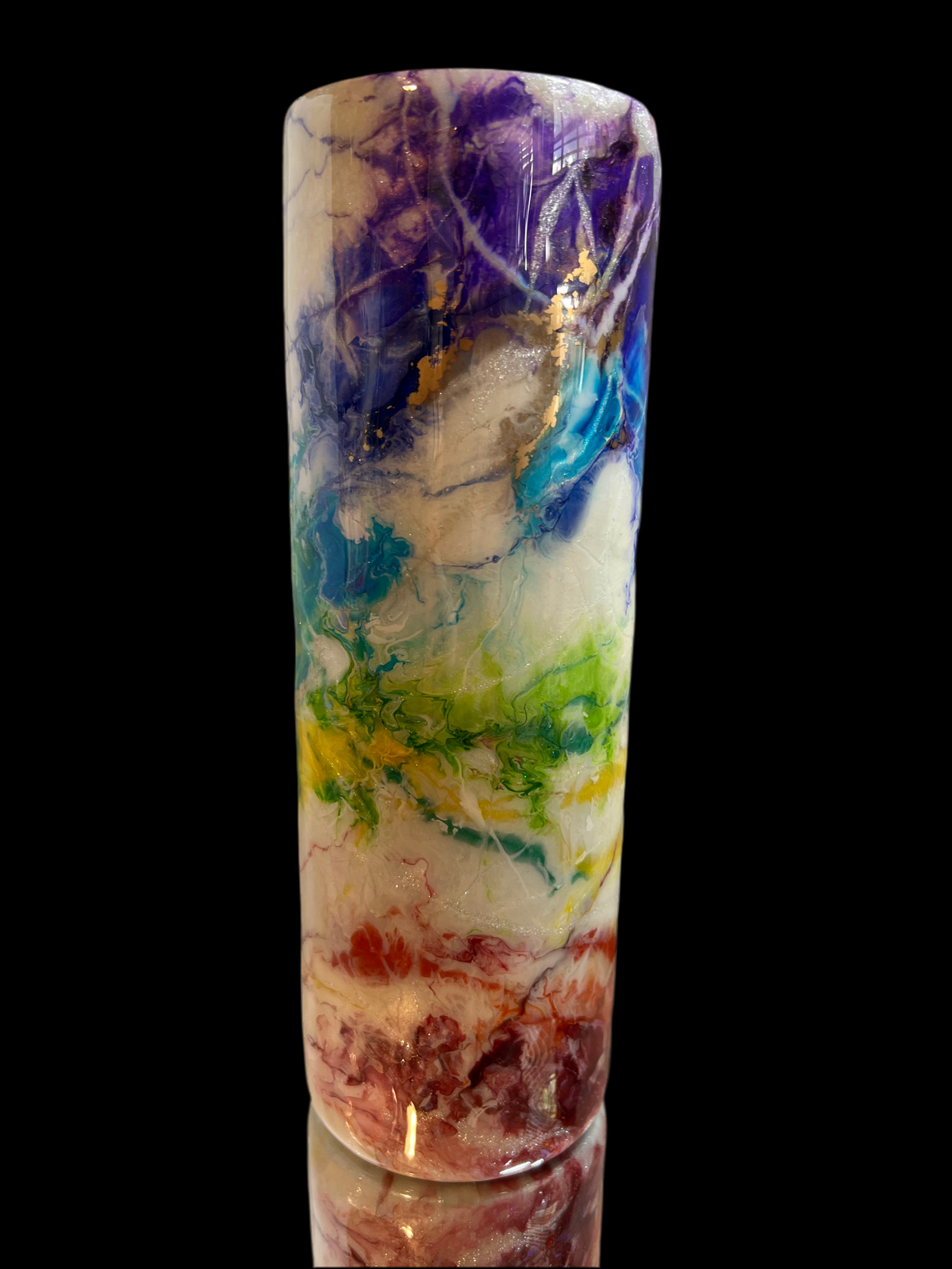 #168 30oz Skinny Tumbler Rainbow Marble