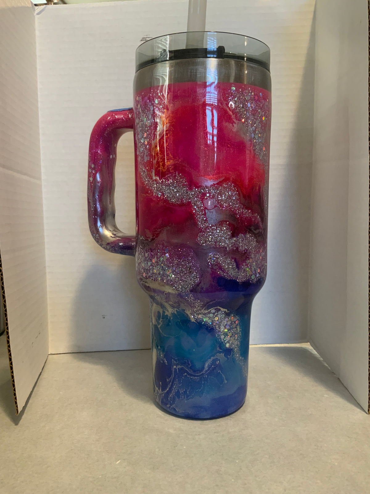 #8 blue, pink, purple with silver