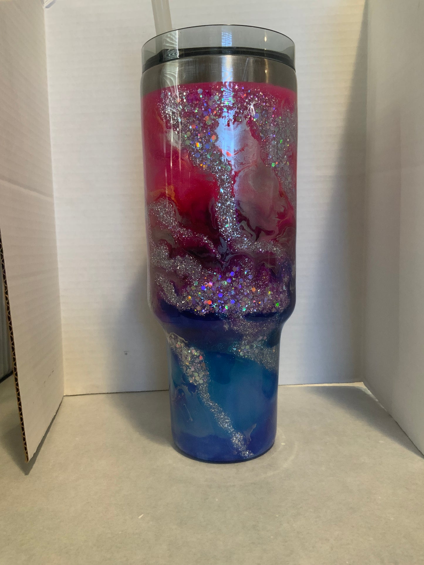 #8 blue, pink, purple with silver