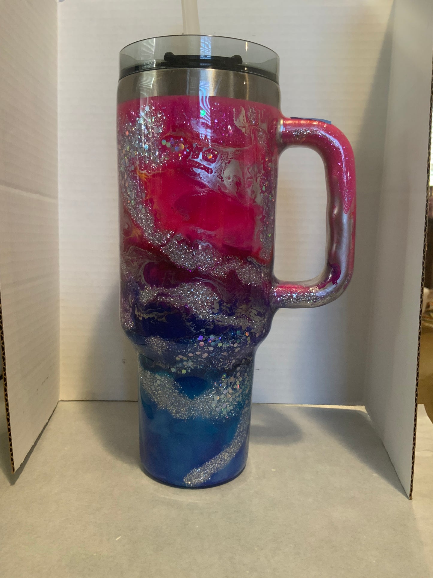 #8 blue, pink, purple with silver